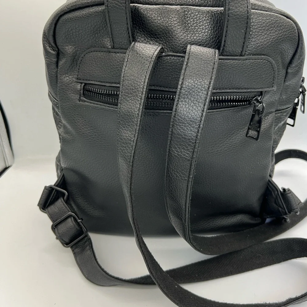 Steve Madden Black Embossed Logo Backpack